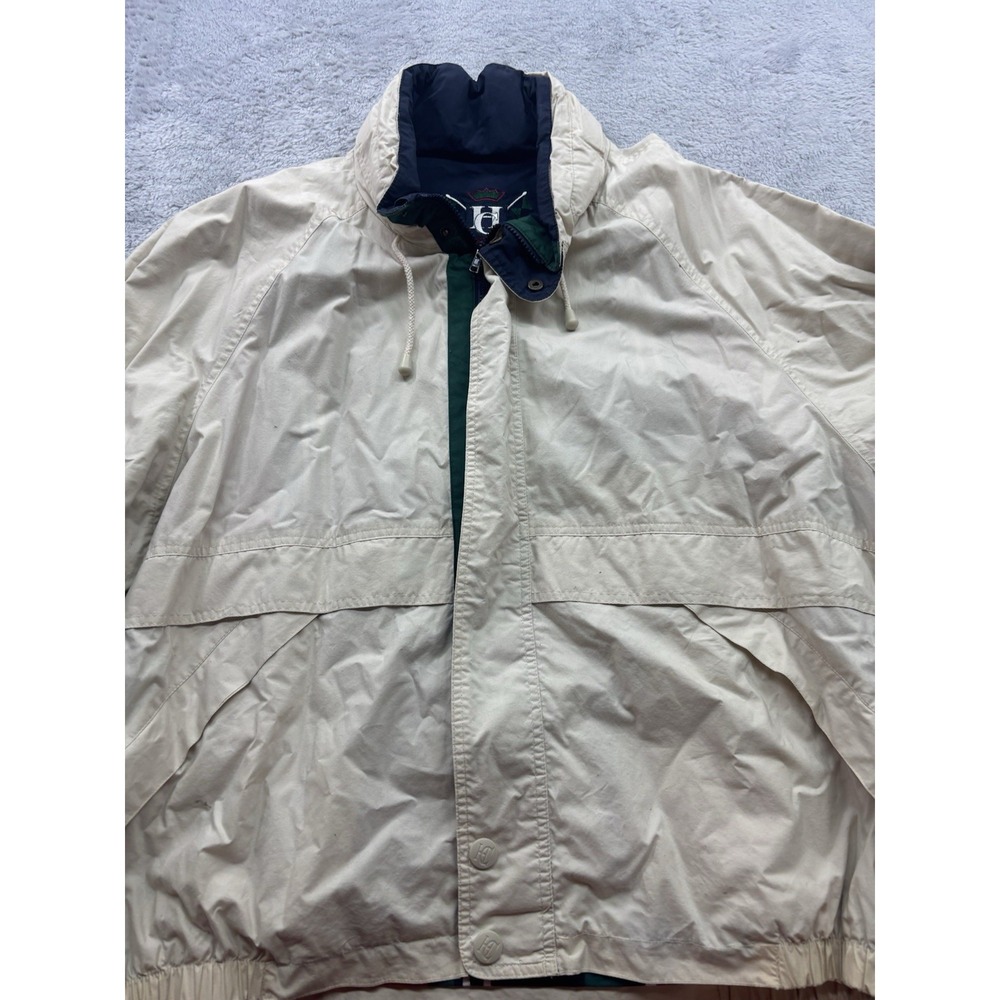 Vintage Harbor Club Sailing Jacket Beige Windbreaker Crest Logo Preppy 90's Hood